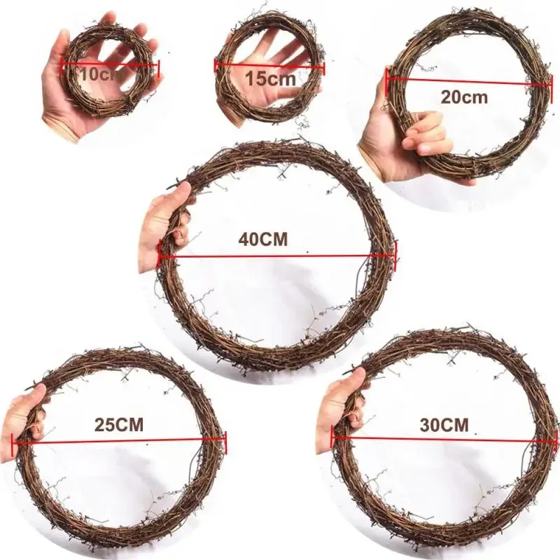 10cm Round Rattan Rings - 4/8pcs DIY Bases for Floral Wreaths, Suitable for Christmas, Wedding & Home Hanging Ornaments - view 4