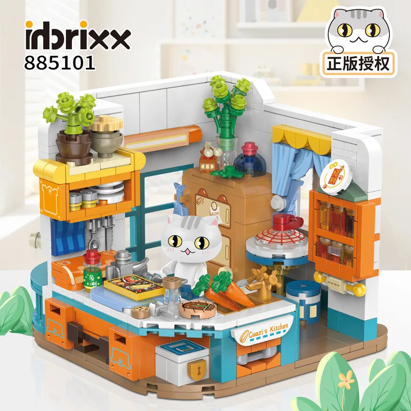 Blocs de construction de cuisine pour chat, ensembles de jouets, cuisine créative, maison de cuisine, idées de cuisine, modèle de Restaurant, jouets en brique à monter soi-même pour garçons et filles
