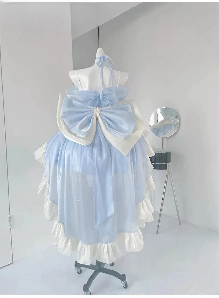 2025 جديد الحلو تصميم لوليتا القوس فستان بلا أكمام الربط عالية الخصر الخصر رقيقة رقيق الأميرة فساتين حفلات أعياد ميلاد زائدة #5