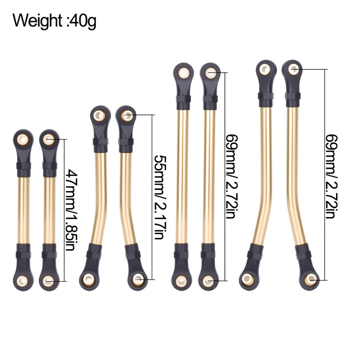 8Pcs Brass TRX4M Links Set for 1/18 RC Crawler Car TRX4-M Chassis Defender Bronco Suspension High Clearance Upgrade Parts