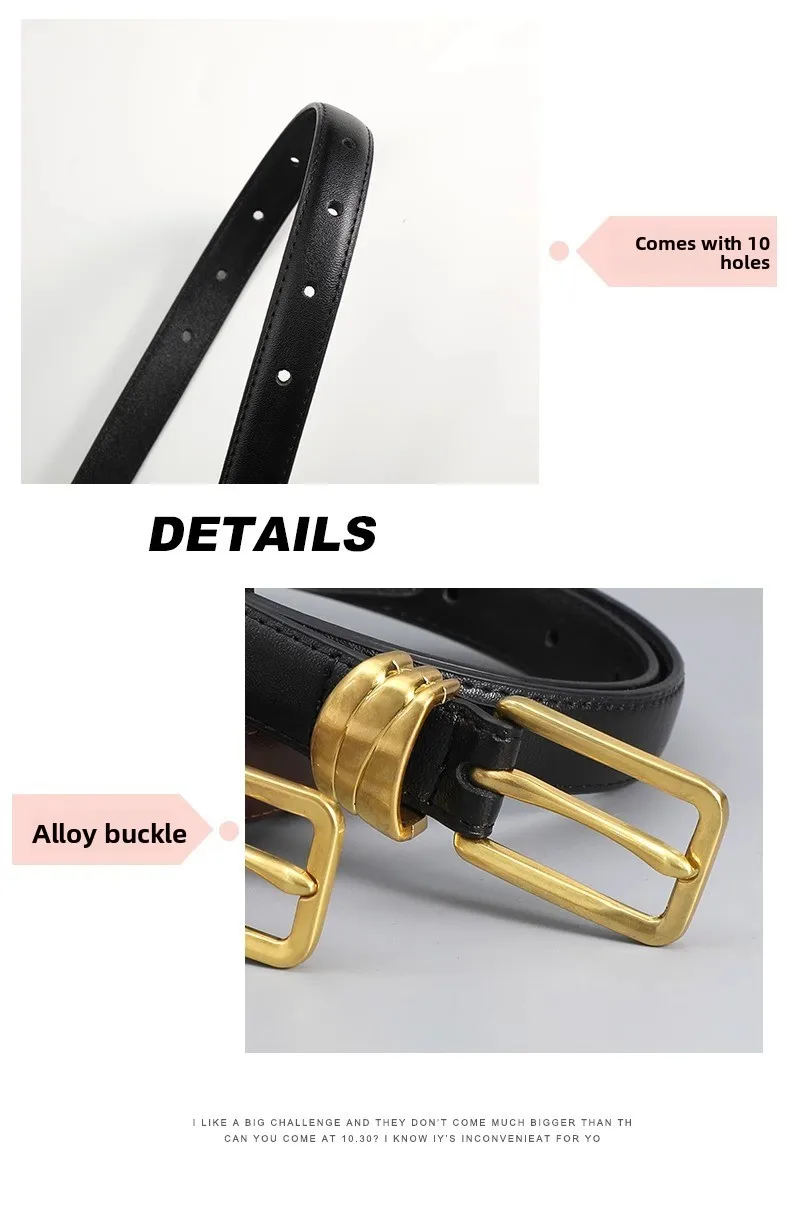 Neue frauen Trendy Gürtel Weibliche Quadratische Schnalle Echtes Leder Dünnen Gürtel Mode Vielseitig Dekorative Kleid Gürtel – Detail 15