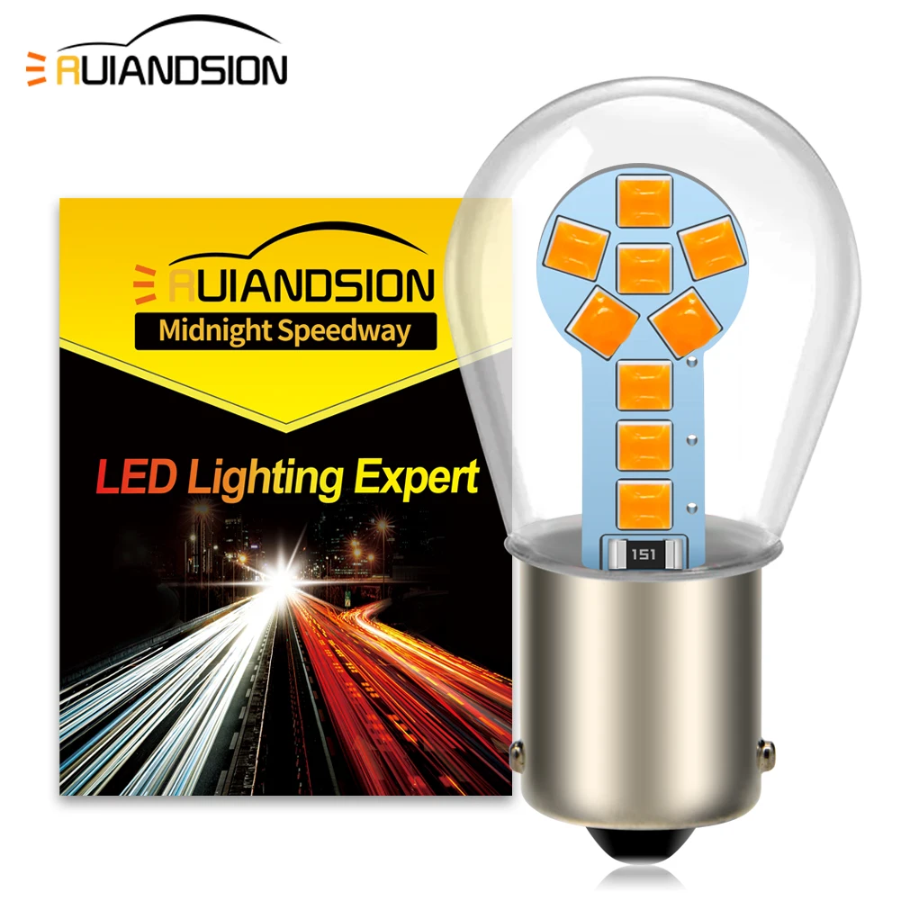 

Ruiandsion 2PCS 1156 BA15S 1157 BAY15D LED 12V Turn Signal Light For Car Reverse Brake Lamp 360-degree illumination White Yellow