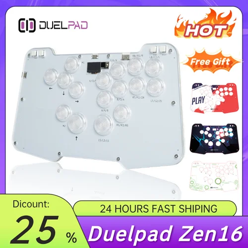Imagen 1 del producto Controlador ergonómico sin palanca Duelpad Zen16 basado en GP2040-CE Ergo-split, controlador de Arcade/sin contacto con todos los botones para PC/NS/PS4