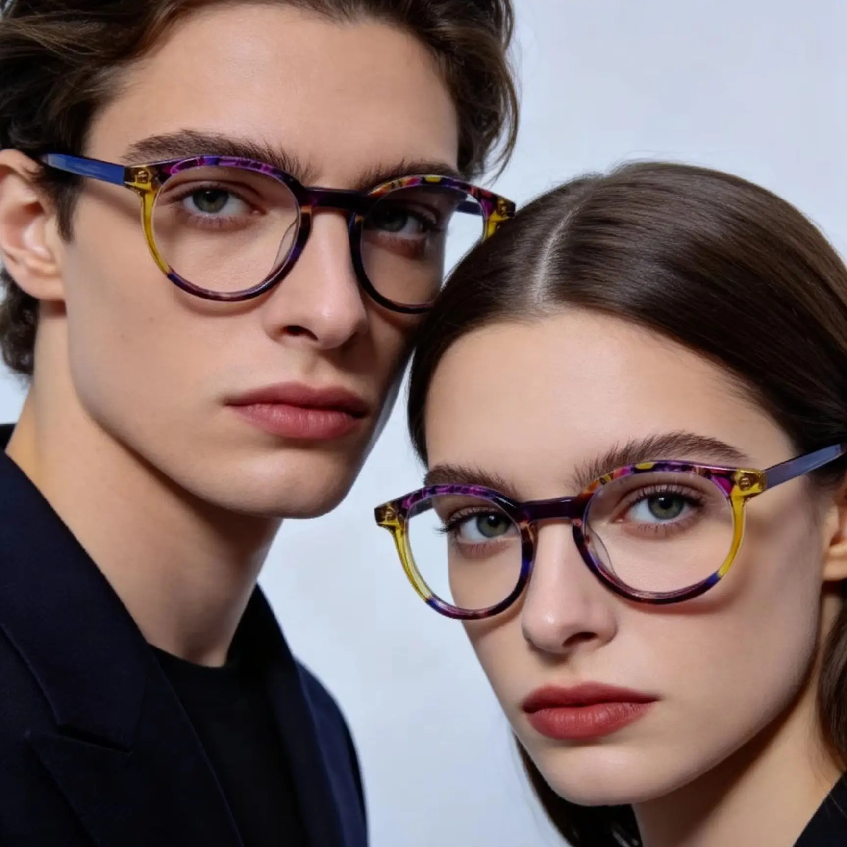 マルチプレート接合眼鏡フレーム、今年人気のクラフト＆カラーエレメント、近視・老眼・光学レンズに適しています