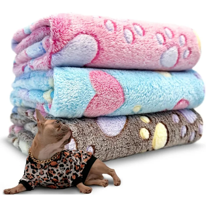 

1-Pack Cozy Plush Pet Blanket With Paw Print Design Soft Fleece Dog Bed Mat Sleeping Pad - For Dogs & Cats - Perfect for Snuggl