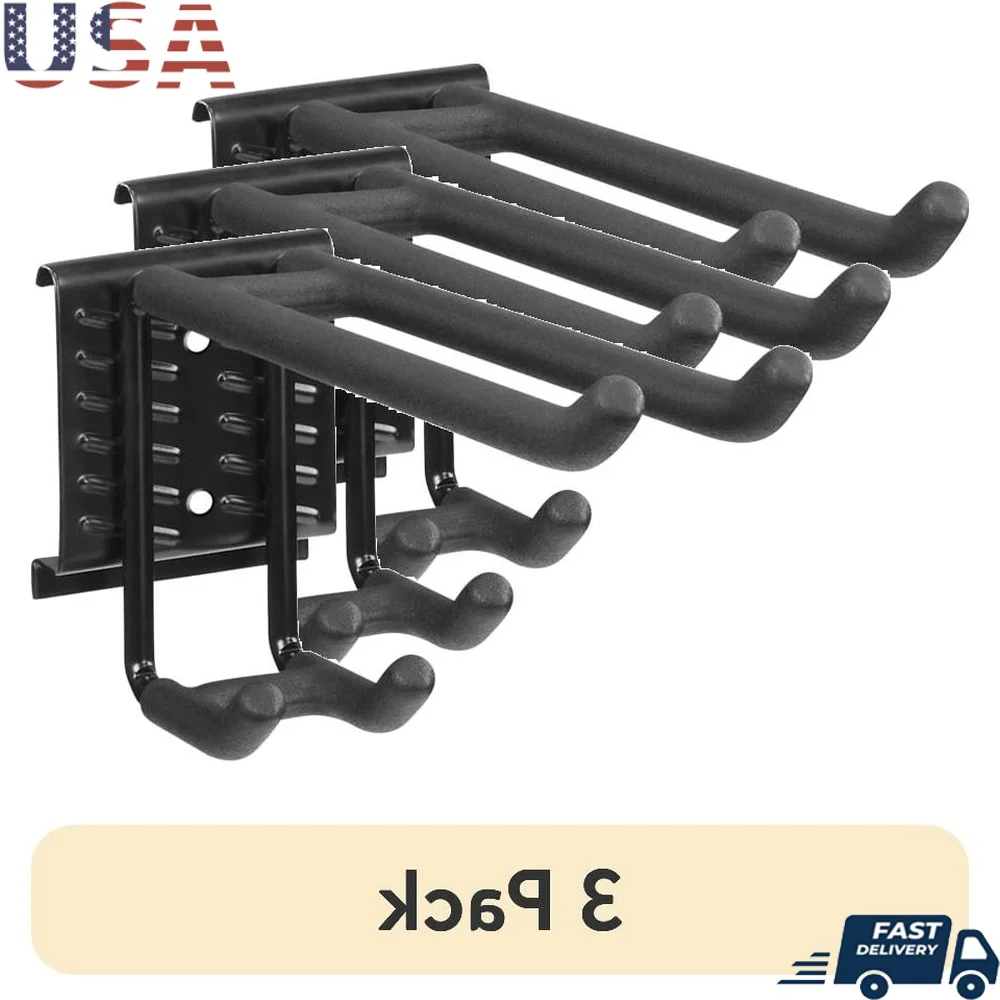 

3 Pack Garage Storage Dual Utility Hook Durable Steel Heavy Duty Rubber Grip Tool Hanger Holds 55 lbs Ideal Power Tools