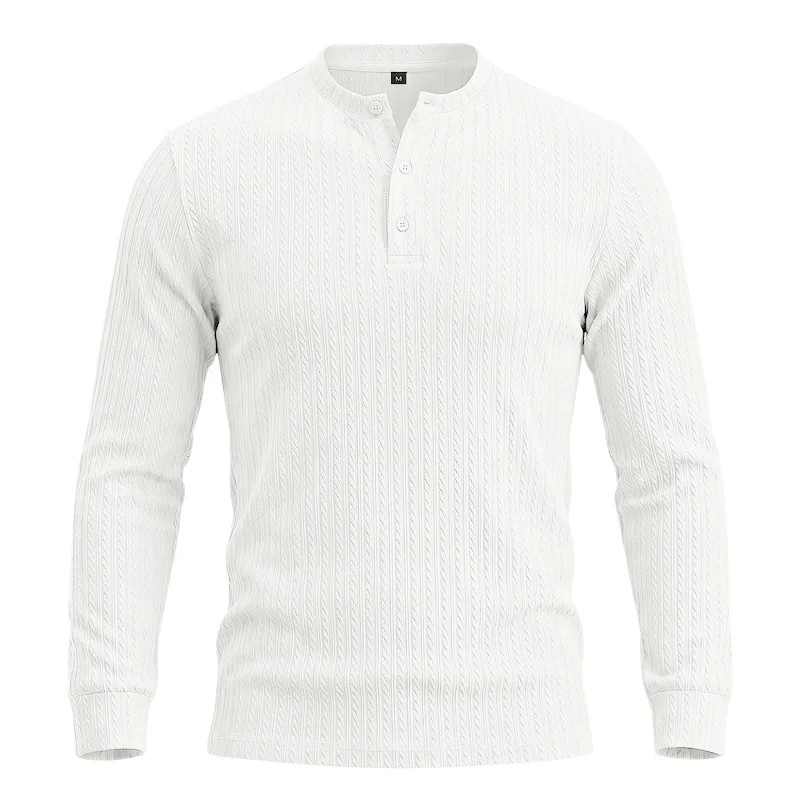 Men Loose Stretch Textured Knitted Long Sleeve Shirt, New Vintage Casual Versatile Blouse Daily Outdoor Commute Tops
