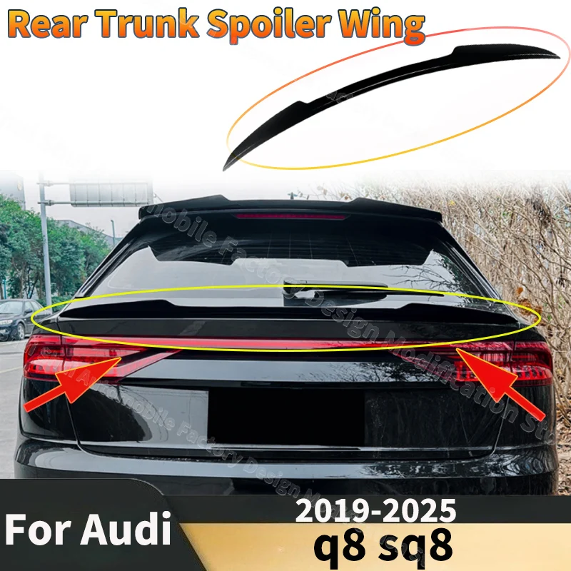 

For Audi Q8 SQ8 2019-2025 Car Rear Trunk Spoiler Wing Lip Tail Fin Lid External Decoration Guard Board Kits Tuning Accessories