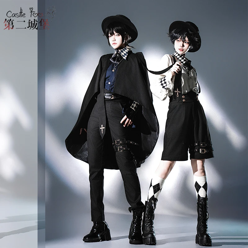 

2025~Fantasy Wonderland~Ouji Lolita Checkered Blouse with Suspenders Pants and Cape by CastleToo PRE ORDER / 3 months