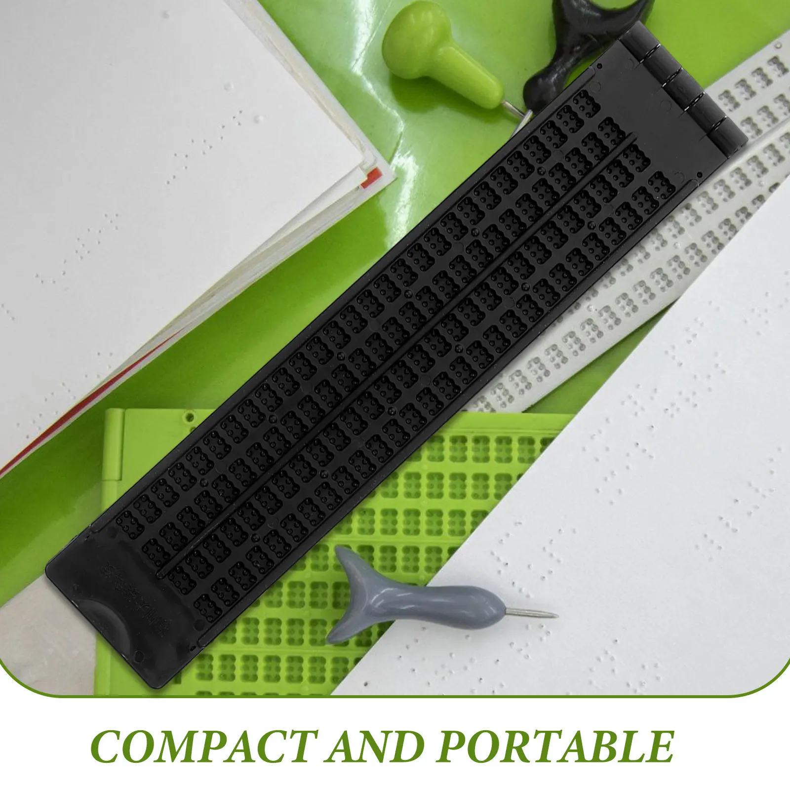 1 Set Braille Fingerboard Tools Braille and Stylus Kits 4 Line 28 Cell Braille Tools Braille Fingerboard for Braille Writ