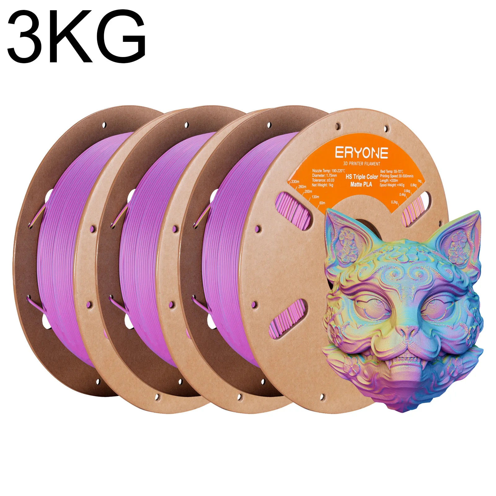 ERYONE 3KG Promotie PLA Matte driekleurige Filament 1.75mm Voor 3D-printen FDM Printer Snelle levering Nieuwe aanwinst 1kg/Spoel