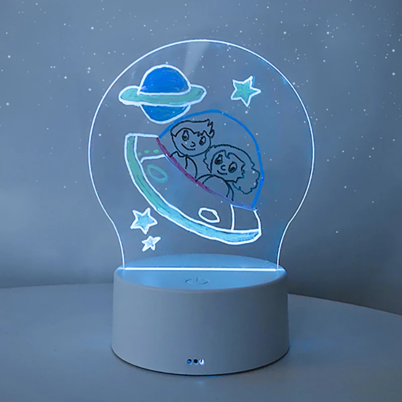 Bedside Lamp with Message Board Kid Bedroom Sleep Light 16 Color Changing Touch Night Light RGB Remote Dimmable USB Rechargeable