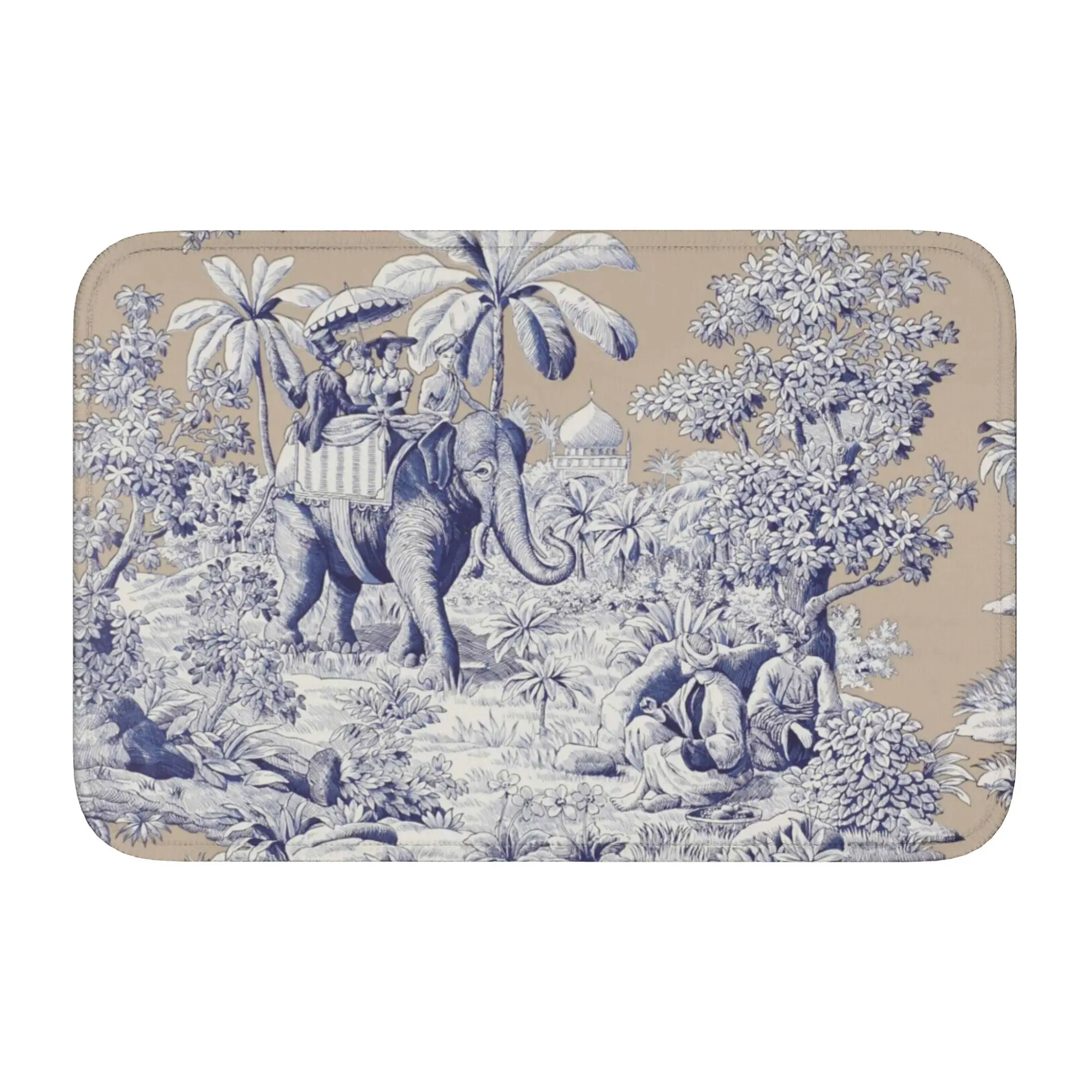 Custom Navy Blue Toile De Jouy French Motif Front Floor Door Entrance Mats Outdoor  Bath Kitchen Doormat Garage Carpet Rug