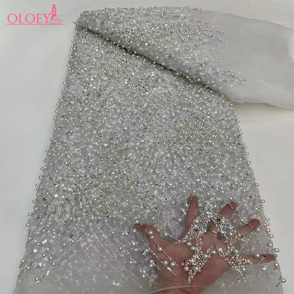 

High-End Luxury French Embroidery Heavy Goom Lace Fabric Fashion African Nigerian With Sequin Fabric For Luxury Evening Dress