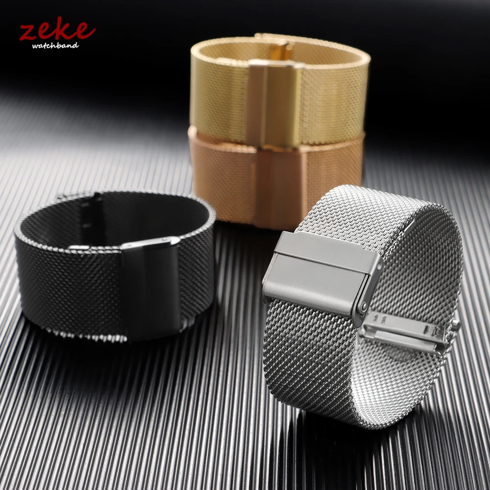 Быстросъемный миланский ремешок 10 мм, 12 мм, 14 мм, 16 мм, 17 мм, 18 мм, 19 мм, 20 мм, 21 мм, 22 мм, 24 мм, универсальный браслет из нержавеющей стали с сеткой 0,6
