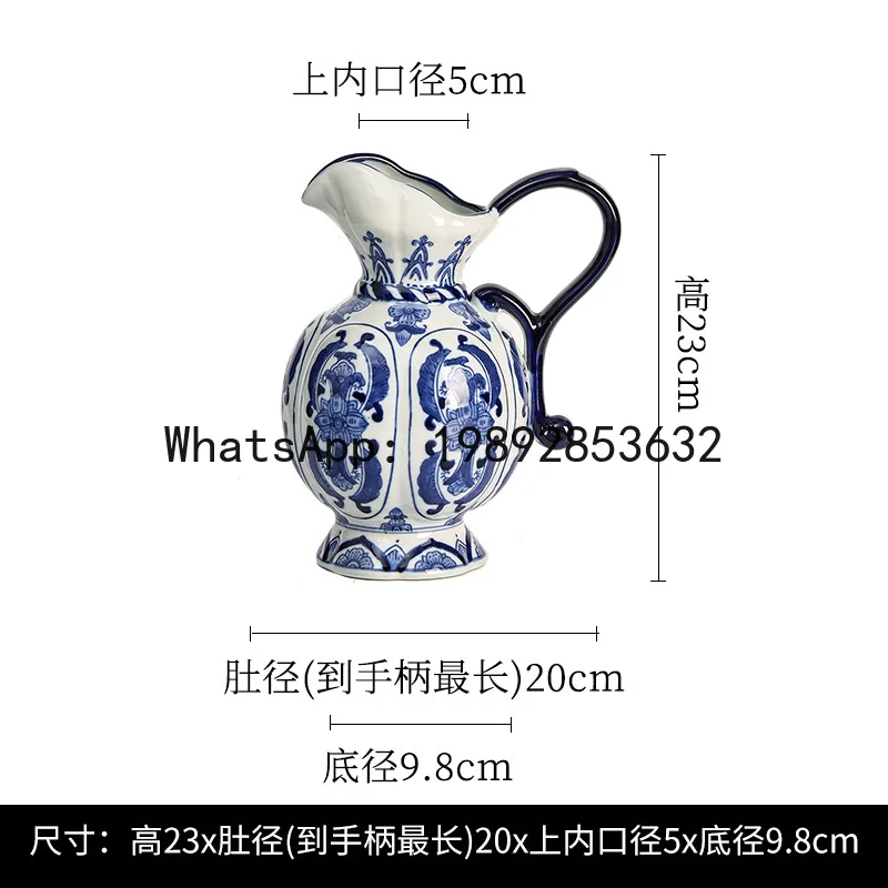 CZ Ceramic Vase Chinese Style Home Large Blue and White Porcelain Vase Living Room TV Cabinet Decoration