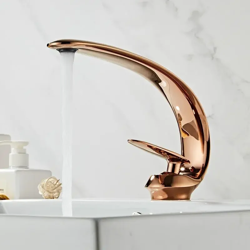 

Basin Faucet Rose Gold/Black/Gold Bathroom Sink Mixer Tap Brass Wash basin Single Handle Single Hole Crane For Bathroom