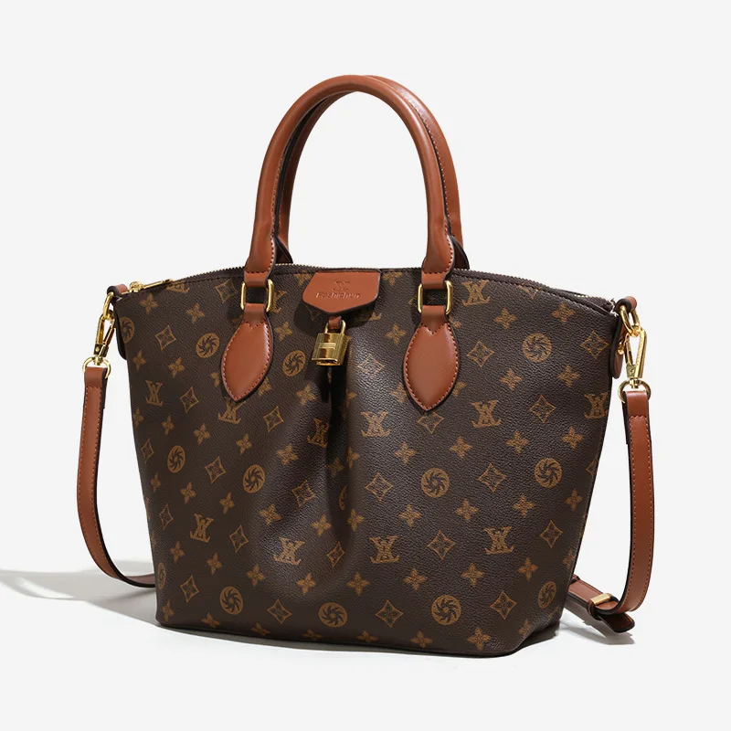 

2025 New Vintage Monogram Tote Bag for Women, Large Capacity Shoulder Crossbody Bag, Premium Printed Canvas Purse for Commute