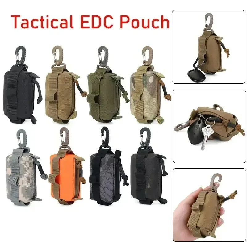 Тактический EDC MOLLE, сумка на молнии, держатель для ключей, кошельки для монет, военный кошелек, маленькая сумка-органайзер для мужчин, походы на открытом воздухе