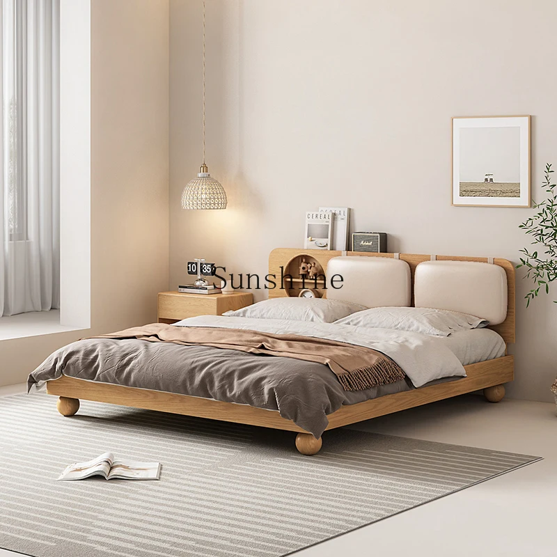 

Modern minimalist home master bedroom cream premium storage double bed