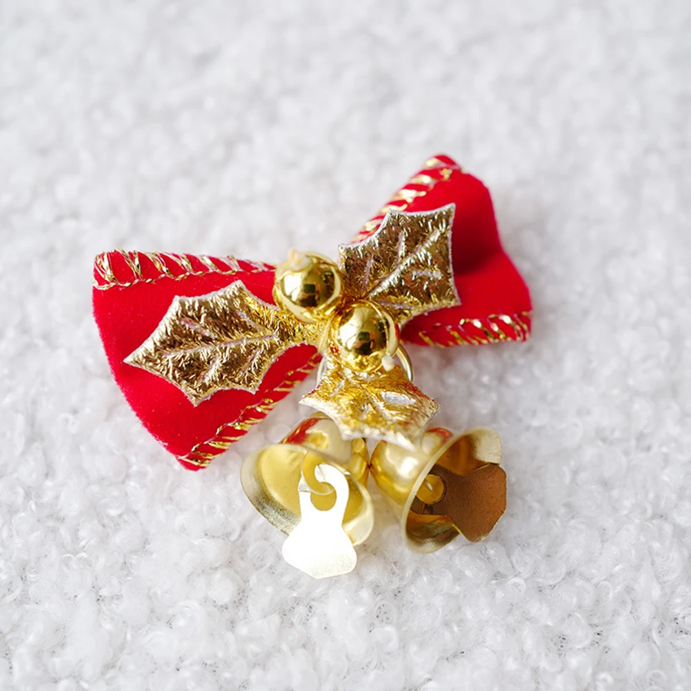 

10 Pcs Bow Bell Accessories Wreath Hanging Christmas Bows Decor Decoration Tree Ornaments Decorations