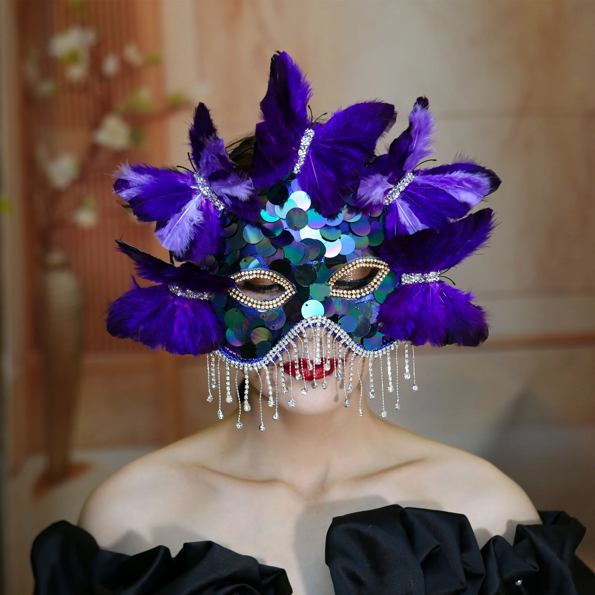 

Exaggerated Cosplay Mask for Stage Party Halloween and Christmas Carnival Party Mask, Annual Meeting Mask Purple