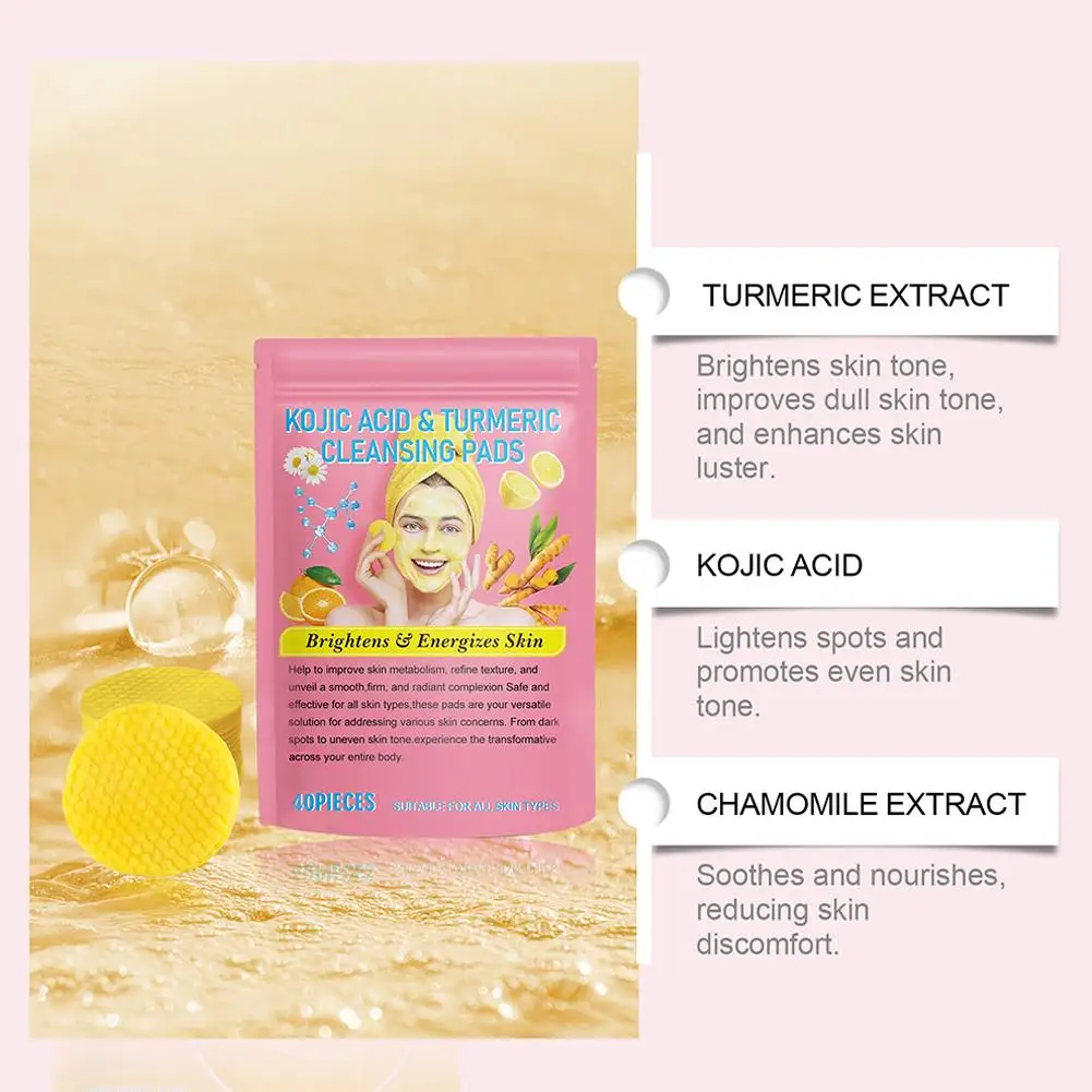 40/80/120pc Face Cleansing Sponge Professional Turmeric Kojic Acid Facial Cleansing Pads For Removing Dead Skin Skin Exfoliating