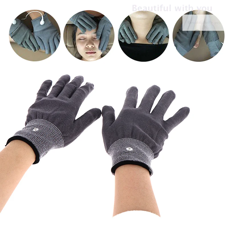 Conductive Electrotherapy Massage Electrode Gloves Relax Hand Massager Tool