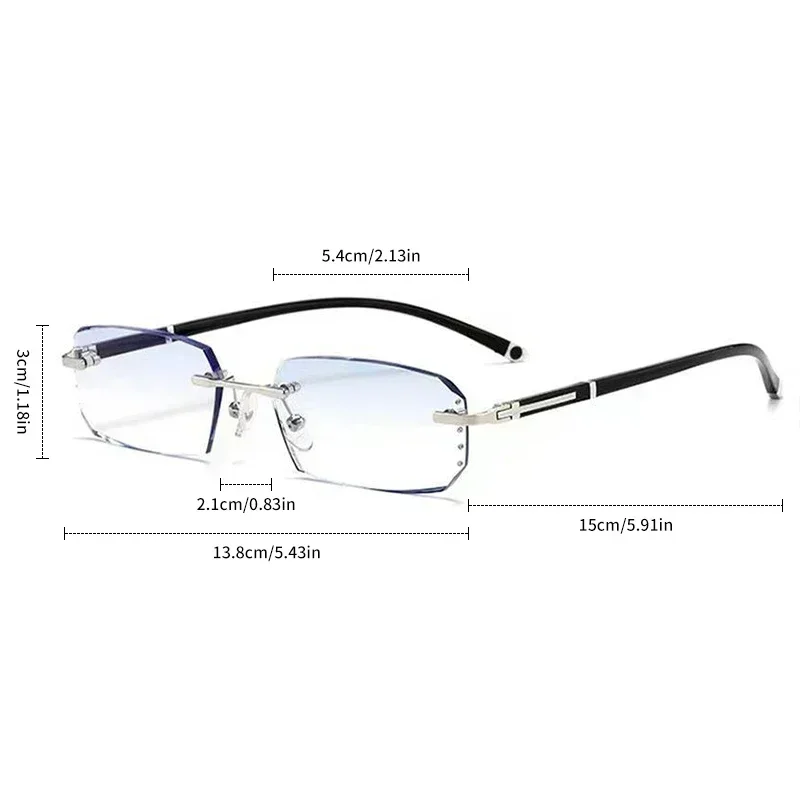 Diamond Cut Business Myopia Photochromic Glasses Rimless UV400 Men Women Luxury Eyeglasses Color Changing Diopters -1.0 To -4.0
