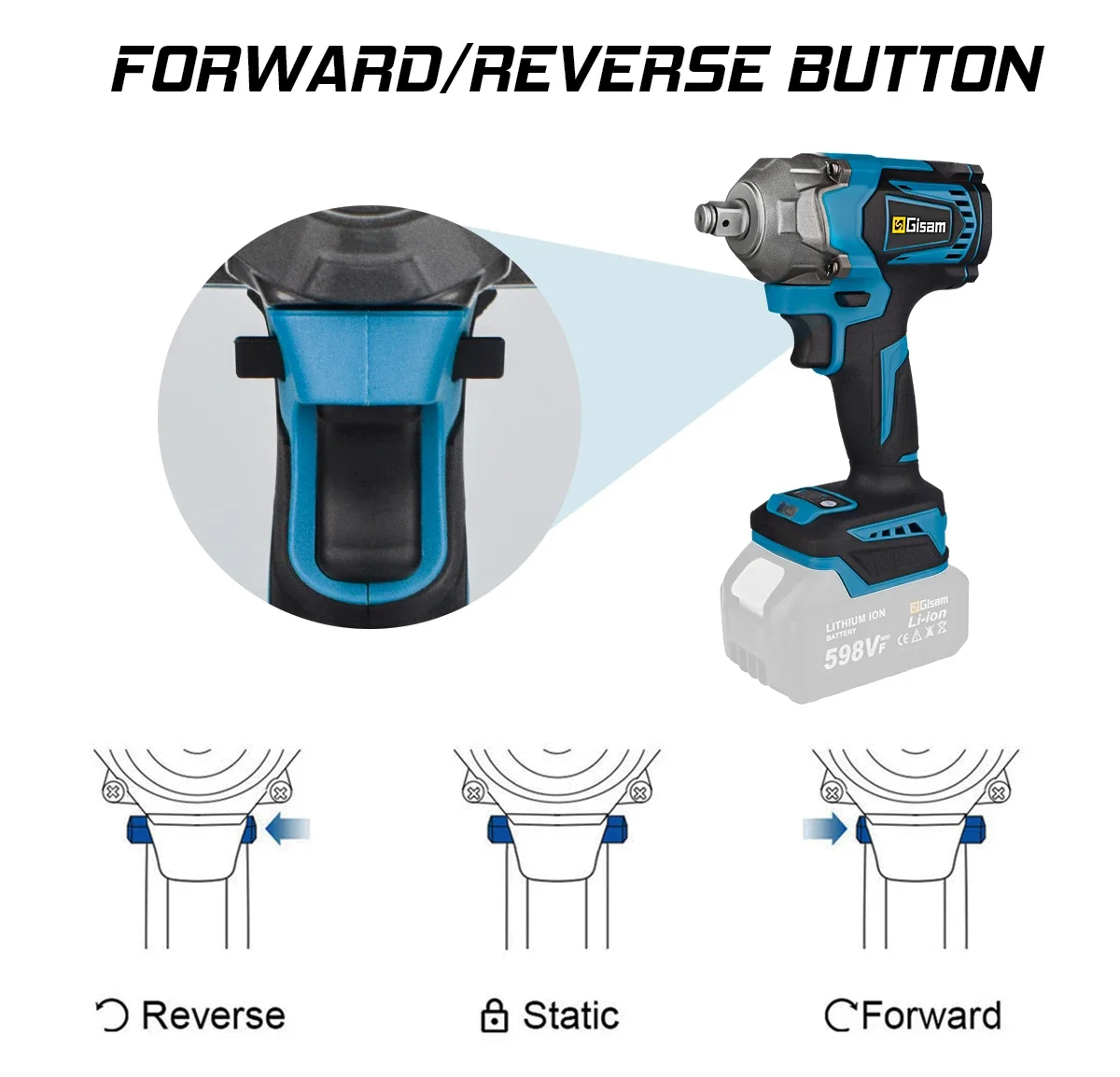 Electric Impact Wrench 1200 N.M Rechargeable Brushless Wrench 1/2 Inch For Car Tires Cordless Power Tools For Makita 18V Battery