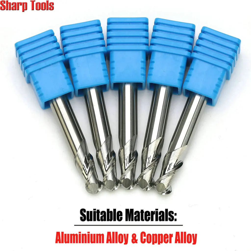 6mm 2 ขลุ่ยเกลียวบอลจมูก Router Bits เครื่องตัดอลูมิเนียม HRC50 เหล็กทังสเตนคาร์ไบด์ CNC เครื่องมืออลูมิเนียม Endmill ชุด