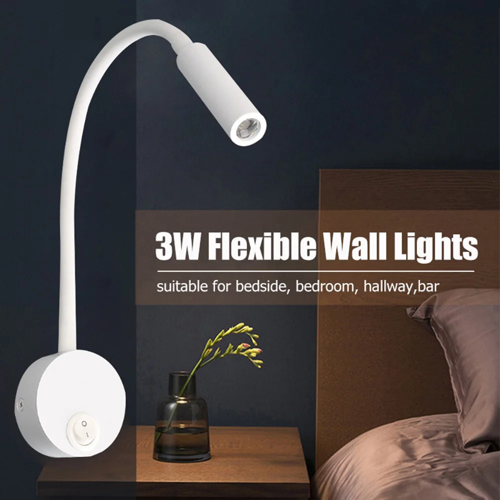 LED Bedside Working Study Reading Lamp Wall Lamp Sconces AC100-240V Adjustable LED Book Lamp Wall Night Light Fixtures