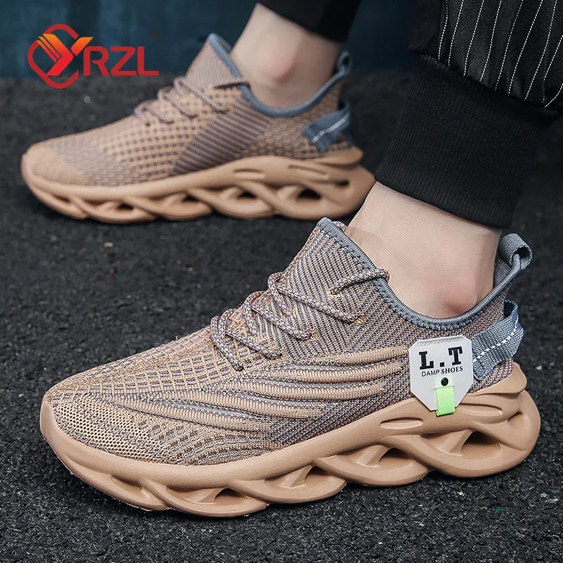 Yrzl masculino esportes correndo preto sapatos de corrida tênis casuais ao ar livre malha respirável feminino luz absorção de choque tênis preto