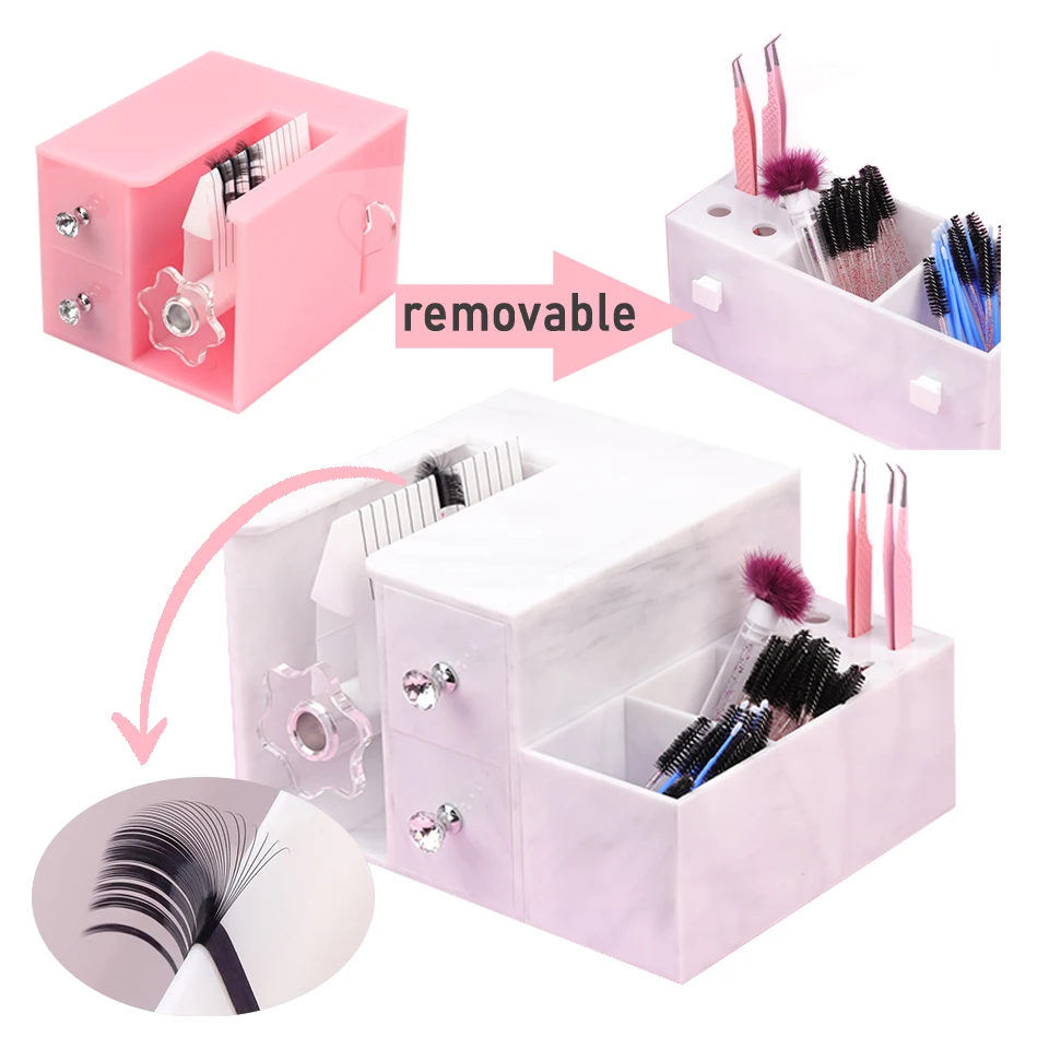 Marble Lash Fanning Machine With Drawer Acrylic Storage Box Self Fanning Lash Extension Machine Lash Extraction Is Easier Makeup