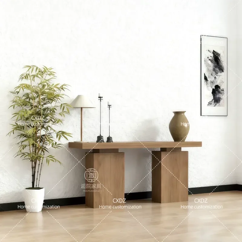 New Chinese Style Entrance Table Wabi Sabi Wall Mounted Console for Foyer Corridor End View Platform Home Decor