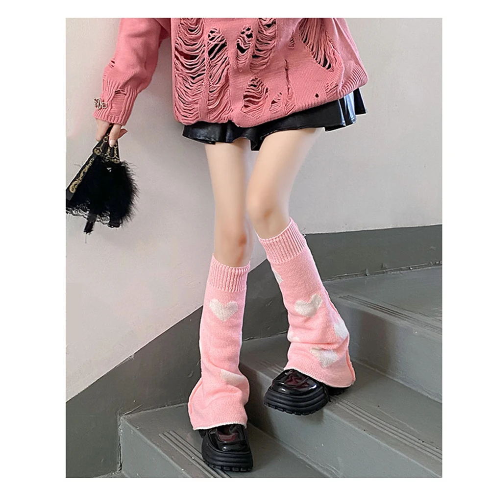 2024 Lolita Leg Warmers Women's Long Socks Wool Knitted Foot Cover Arm Warmer Y2K Autumn Winter Crochet Heap Socks Boot Cuffs