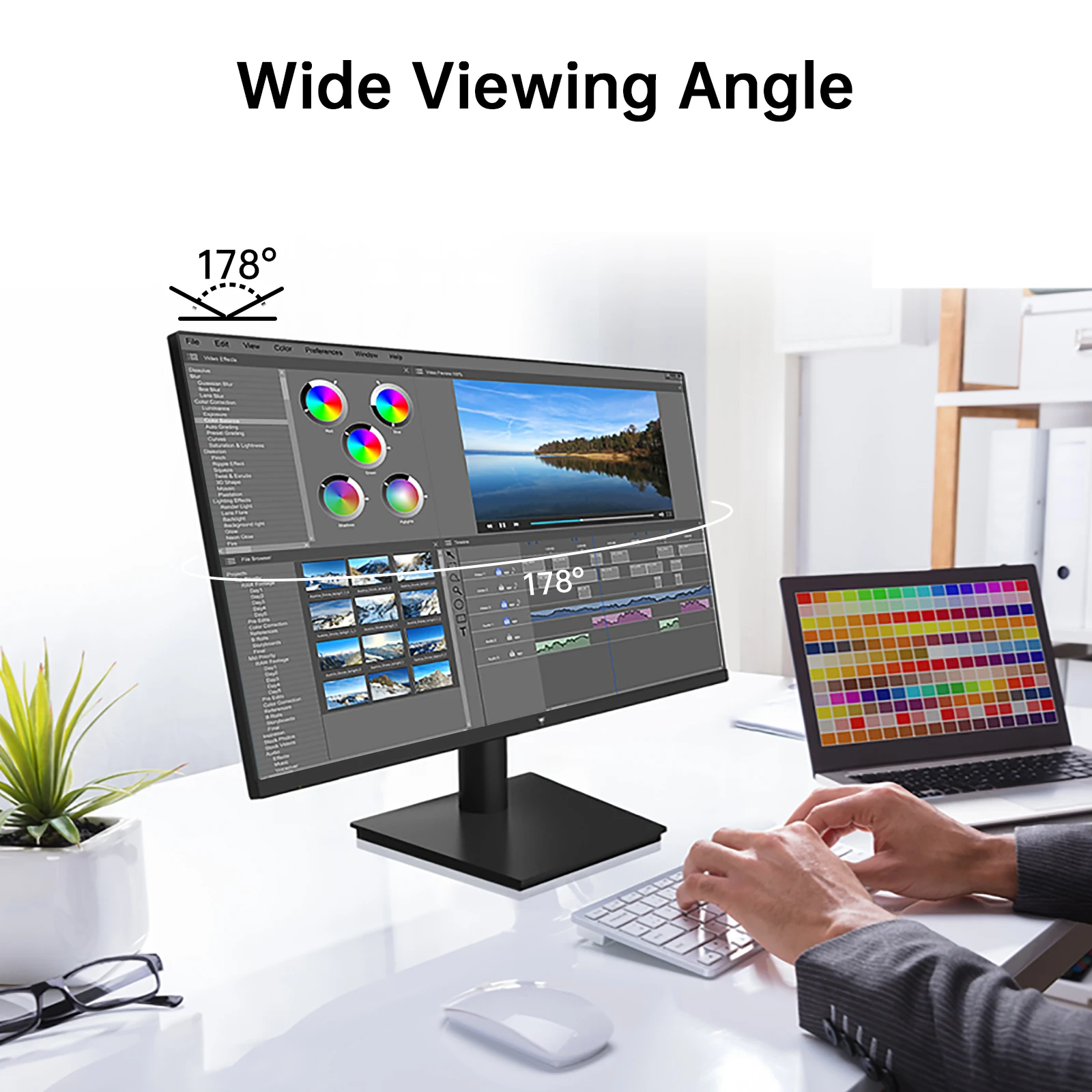 Monitor 1080P de 24 polegadas 100 Hz, monitor de jogos FreeSync, monitores de PC para escritório, HDMI, VGA, portas de fone de ouvido, HDR10, design ZeroFrame