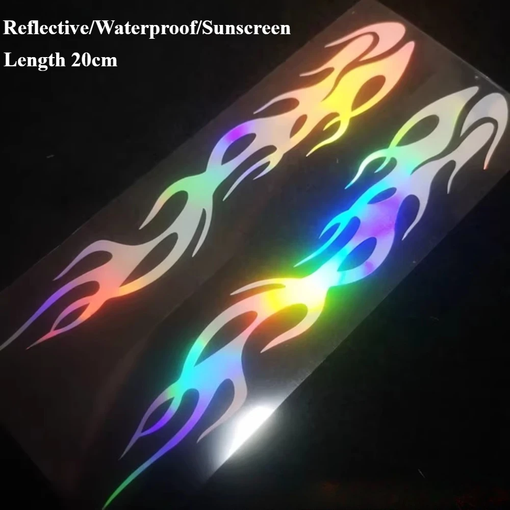 

Motorcycle Decoration Reflective Rainbow Cool Flame Strip Sticker, Horizon Street Car Side Waterproof StickerHonda Stickers