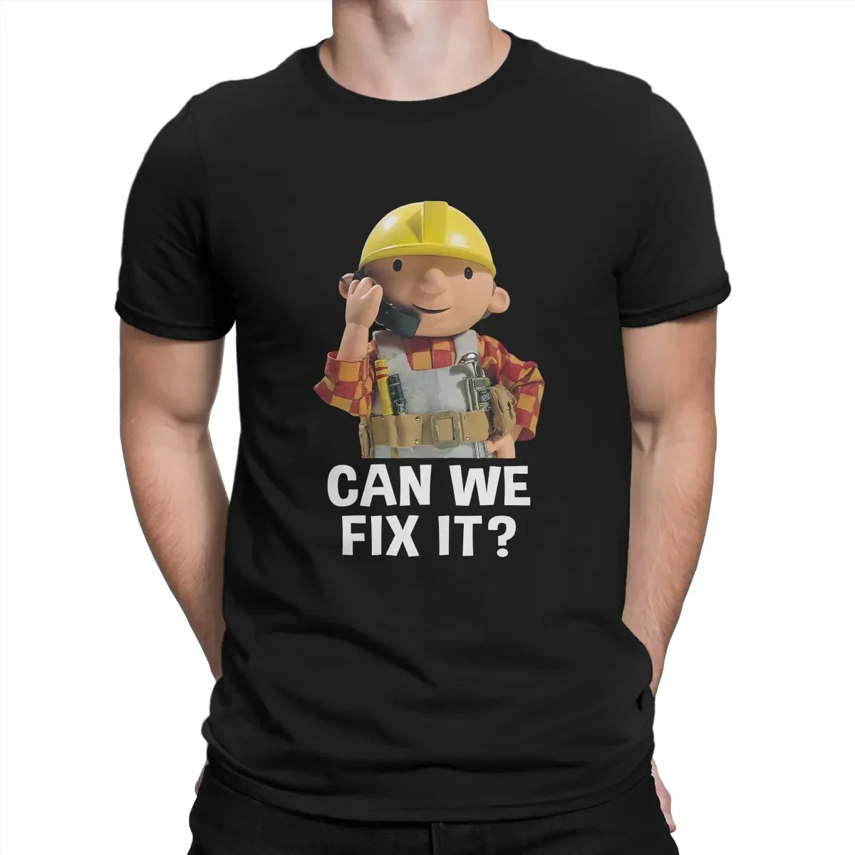 Men Can We Fix It T Shirts Bob The Builder Engineering Cartoon 100% Cotton Clothes Funny Short Sleeve O Neck Tee Shirt T-Shirts