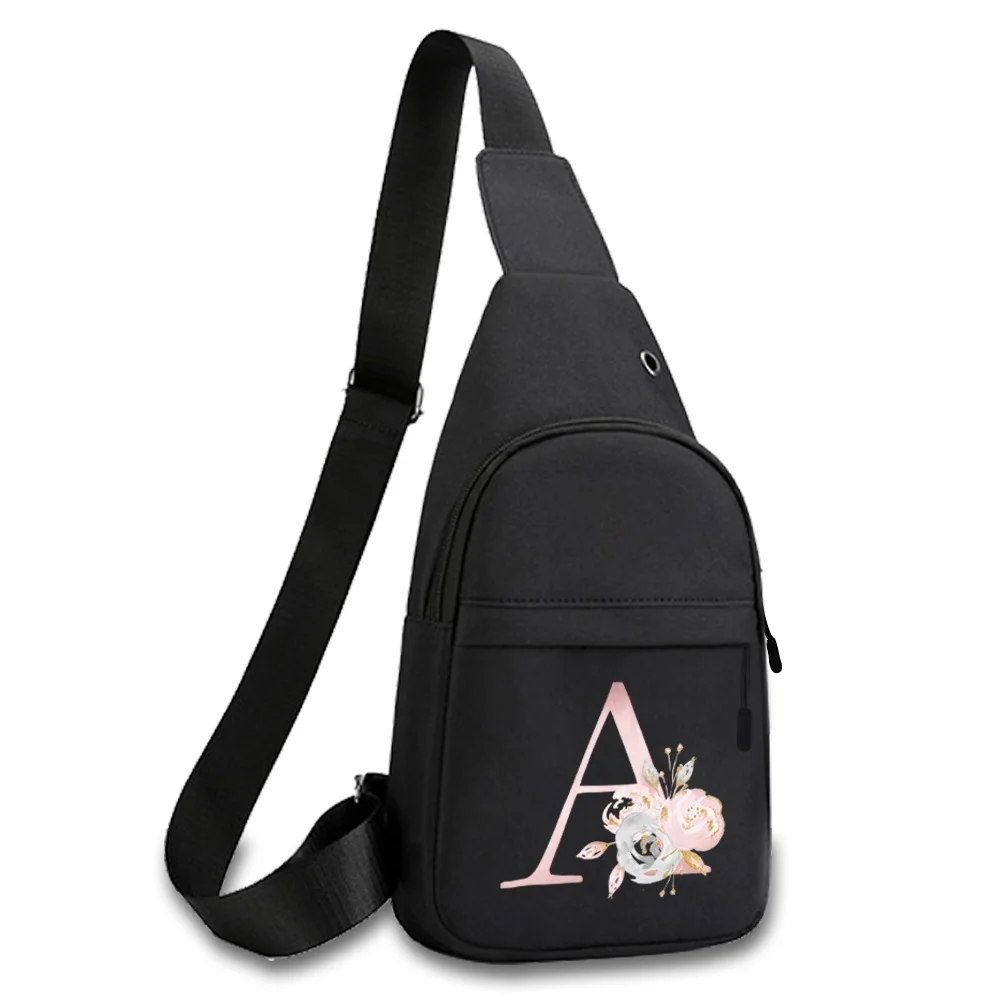 Chest Bags Canvas Shoulder Bag Fashion Chest Pack Sports Crossbody Bag for Men Pink Flower Print Waist Pack Women Handbags 2024