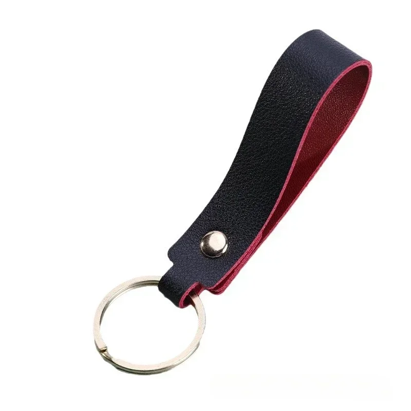 Leather Engrave Colorful Laser Keychain Blank Custom Logo Metal Keyring Personalize Company Name Activity Number Gift Key Chain