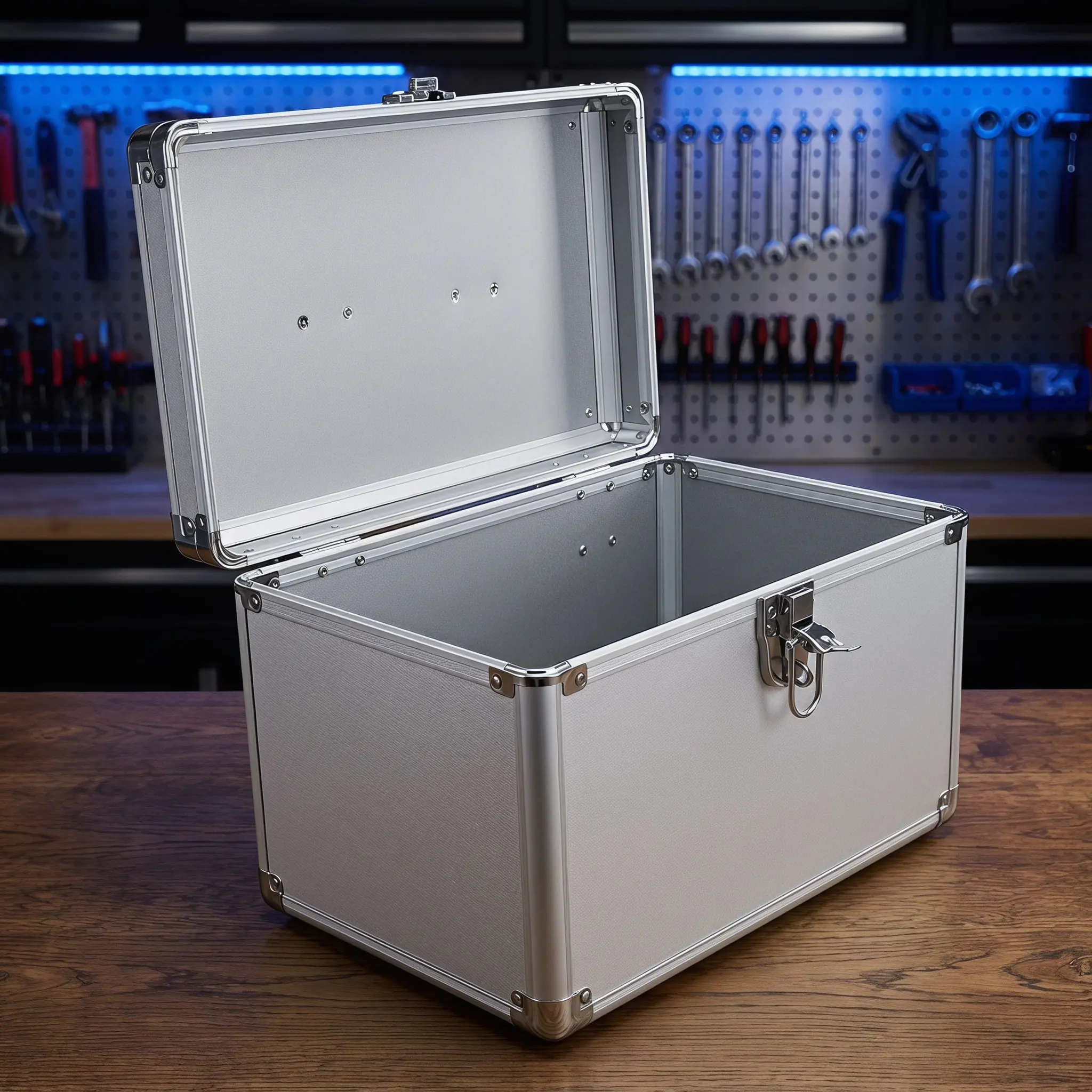 Aluminum Alloy Tool Box Heavy Duty Rectangular Storage Organizer 11.8x7.9x7.9in Portable Instrument Case Hand Tool Box