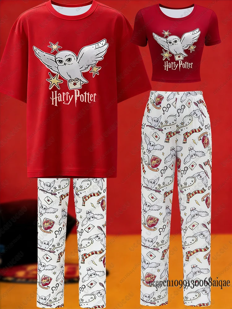 Conjunto de Verão Novo Harry Potter: Top Cropped + Calças de Pijama para Mulheres, Trajes Oversized para Mulheres e Homens, Moda para Casais, Roupas de Casa e Streetwear