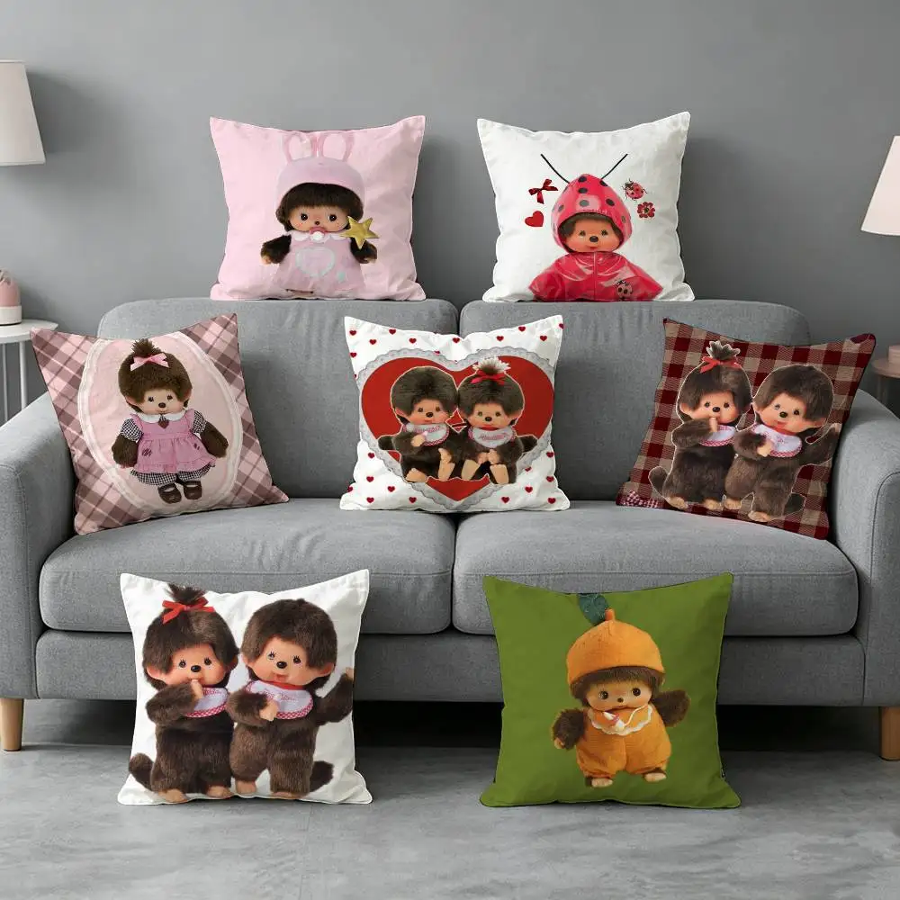 

Cartoon Monchhichis-s Pillow cover Simple solid color design Surprise For Multiple Bedroom Styles.