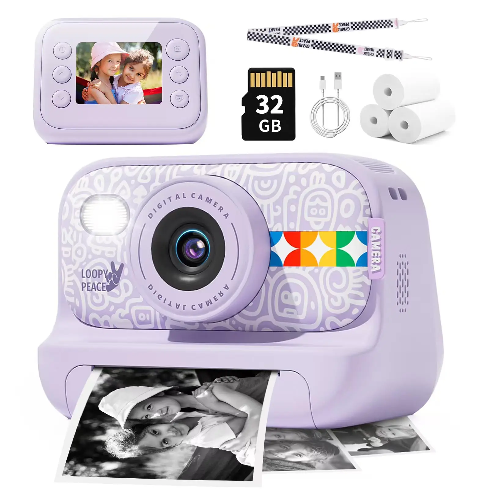 

Kids Instant Print Camera Color Photo Paper IPS Screen 1080P Video MP3 Player Toy for Children Boys Girls Birthday ChristmasGift