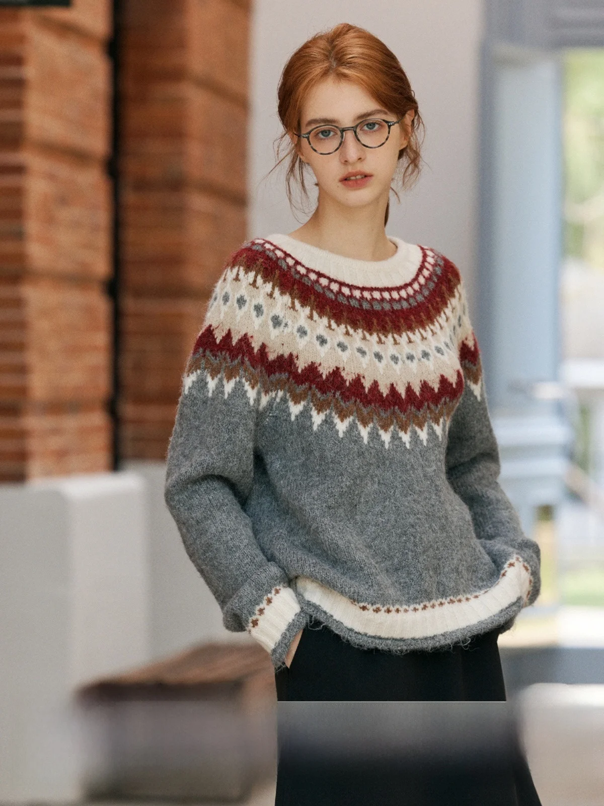 

Теплый вязаный свитер Fce Island, большой круглый повседневный свитер Stoholm, осень-зима, длинная смесь полиэстера