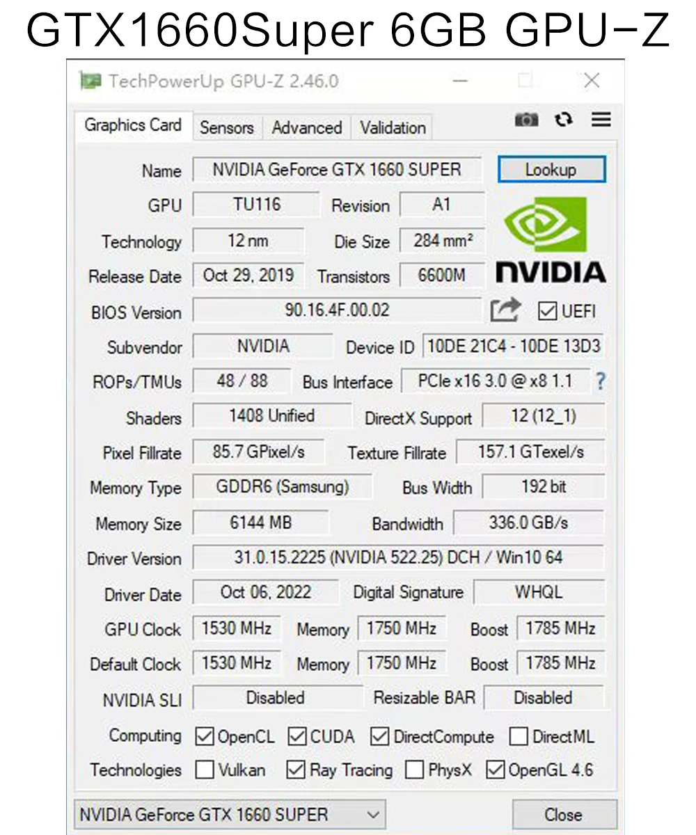 Sheli 51risc GTX1660Super 6ギガバイト1660Ti 6ギガバイトのゲームのビデオカードGTX1660 6ギガバイトのグラフィックスカードgpuデスクトップコンピュータゲーム1060