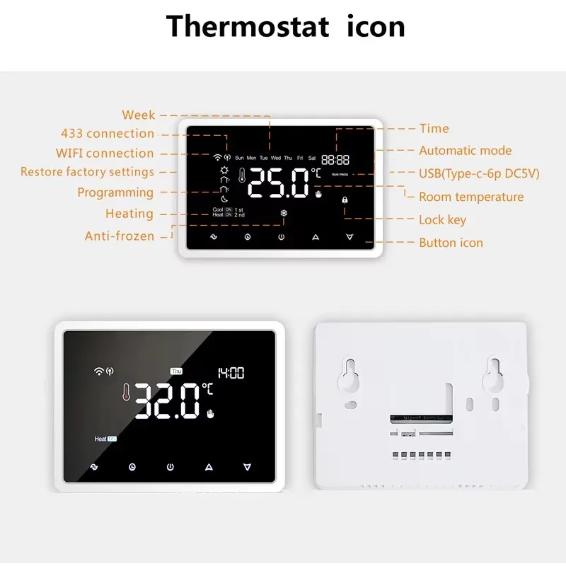 Wireless Phone Remote Control Low Power Consumption Heating Wall Hanging Stove Graffiti Intelligent Wifi Temperature Controller