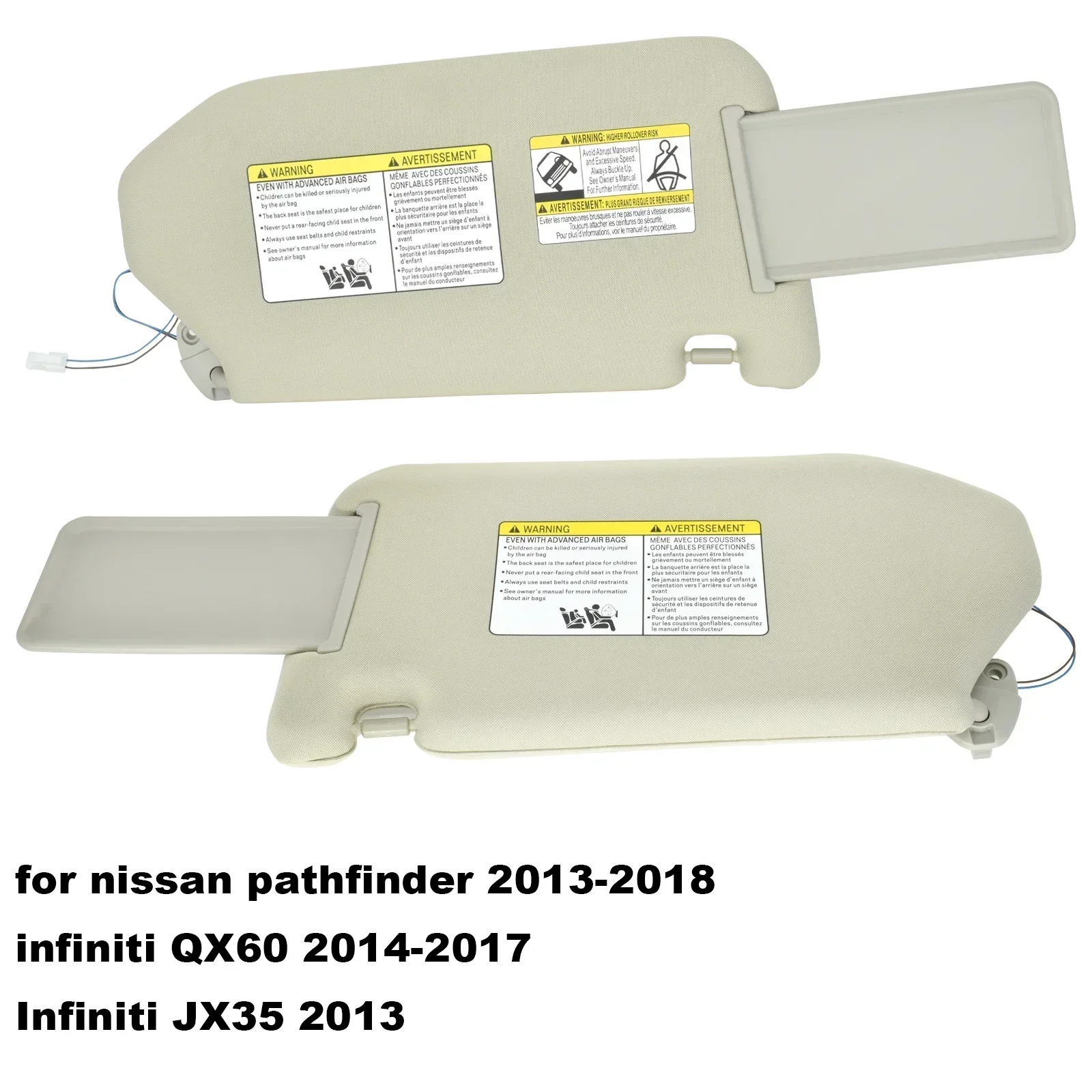 For Nissan Pathfinder R52 Left Right Driver Car Sun Visor Shade 2013 2014 2015 2016 2017 Infiniti QX60 JX35 96401-9PB0A Sunvisor