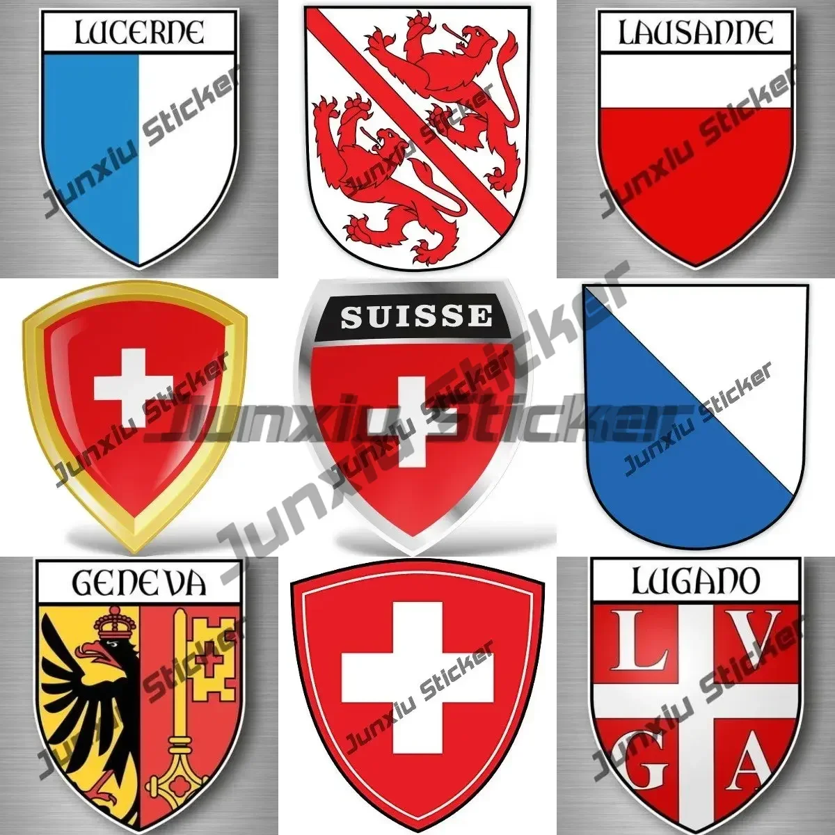 Switzerland Sticker Zurich Winterthur St Gallen Geneva Flag Emblem Souvenir Switzerland Coat of Arms Shield City Decal Stickers